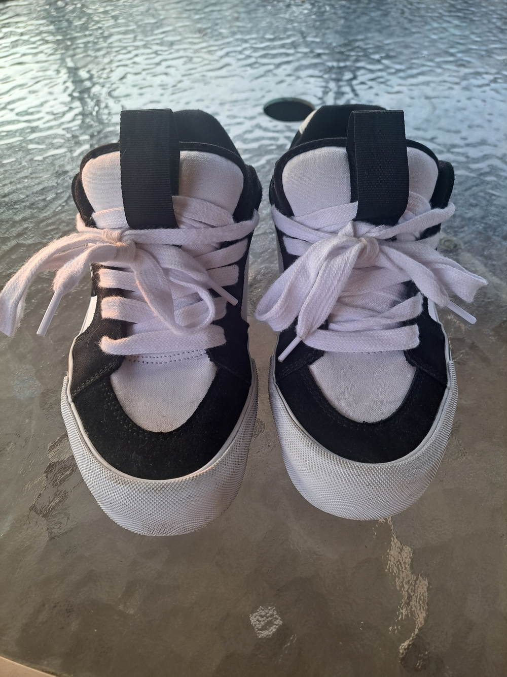 Black and White Knu School Vans Size 8 Mens